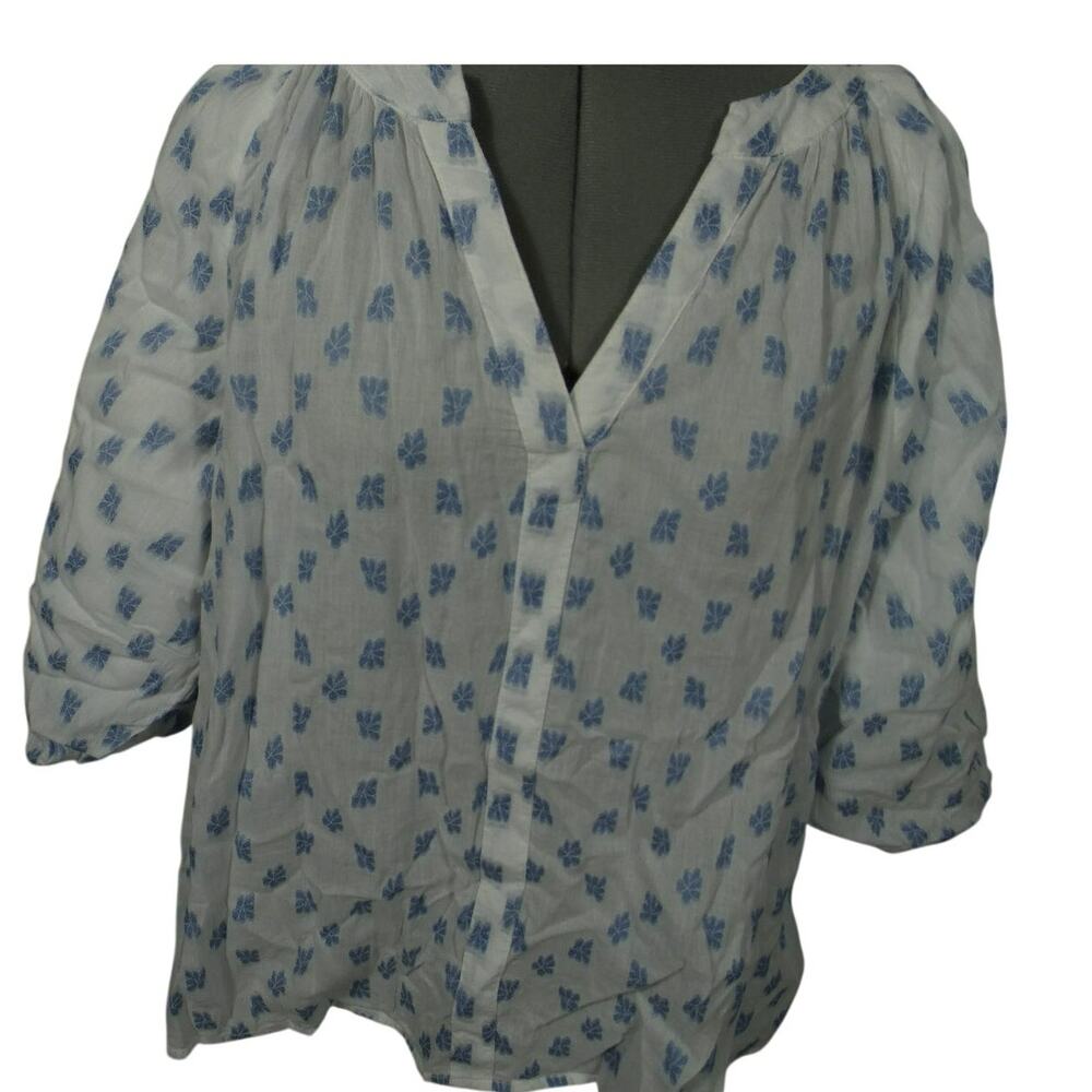Sonoma Goods For Life Women's Large 3/4 Balloon Sleeve V-Neckline Beachy Blouse